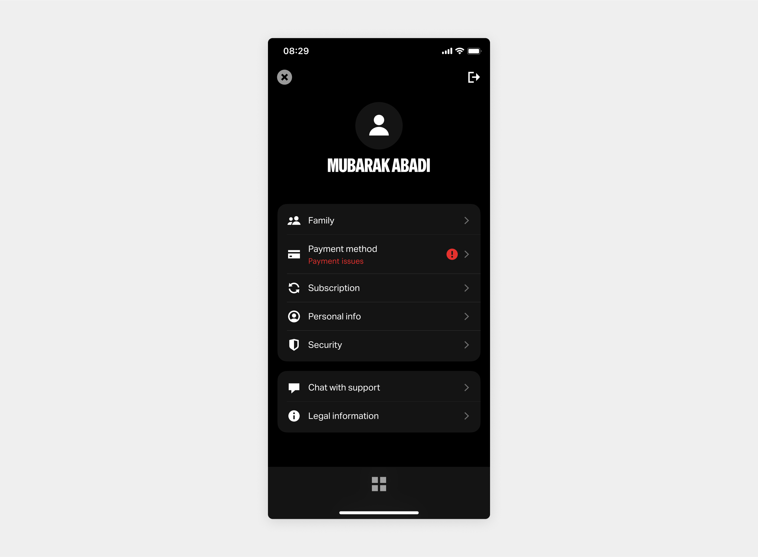 User profile mobile